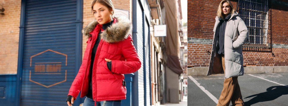 Vrouw op straat met winterjas aan