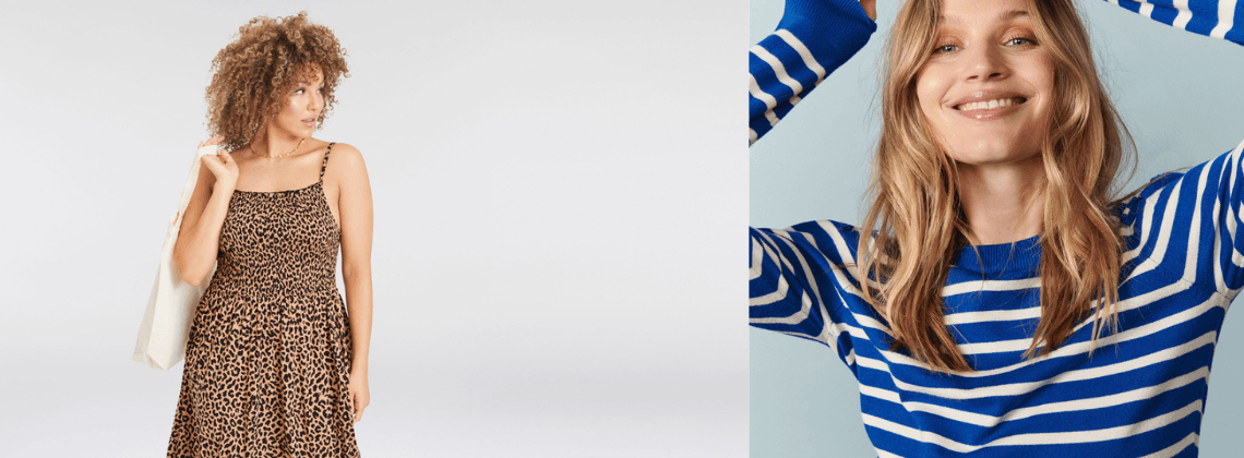 Vrouw met panterprint jurk