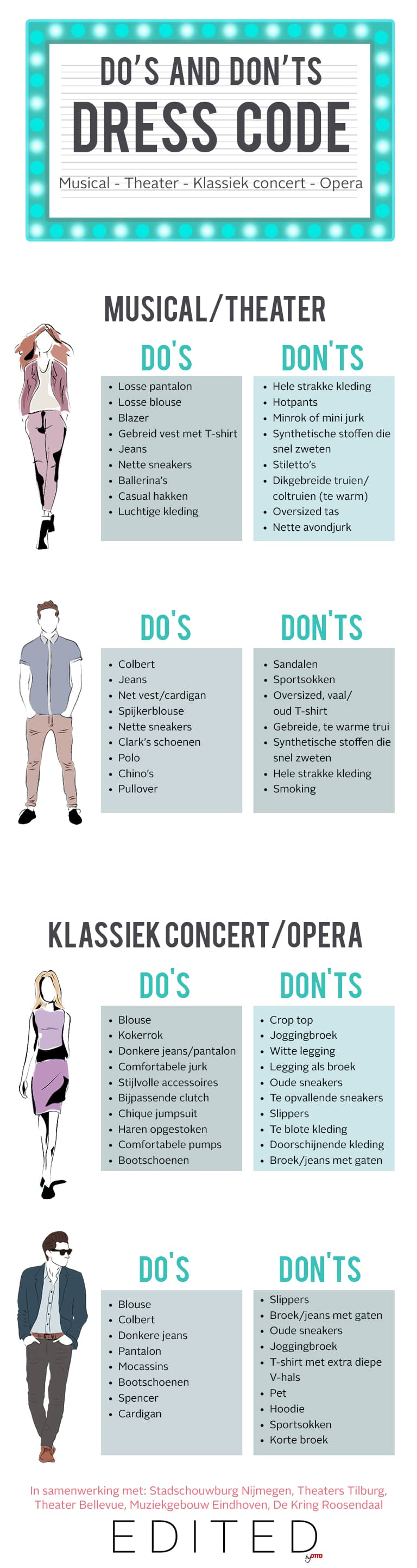 Infographic do's and don'ts theater en concert