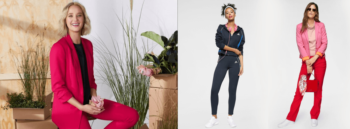 Zittende vrouw in een rode blazer