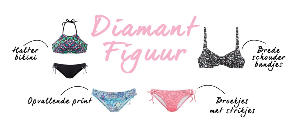 Badmode passend bij diamantfiguur