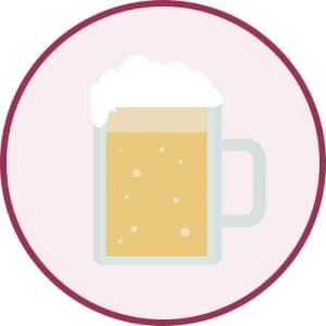 Cirkel met een getekende bierpul erin