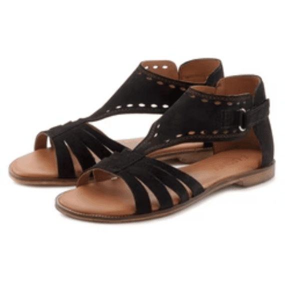 Zwarte zomerse sandalen met een platte zool