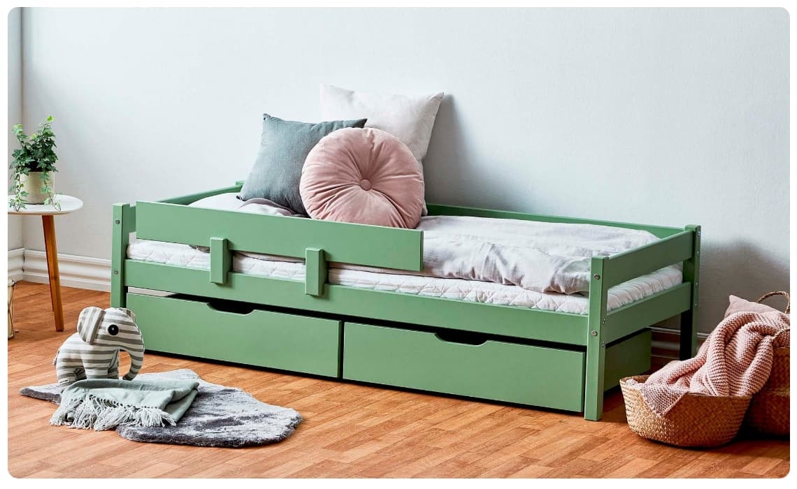 Lüttenhütt Kinderbed met valbeveiliging en 2 lades