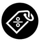 Cirkel met getekend kaartje met percentage teken erop