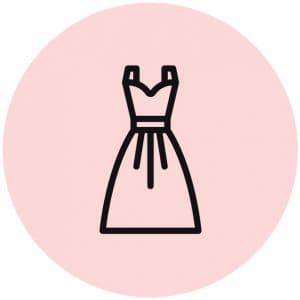 Cirkel met een getekende jurk erin