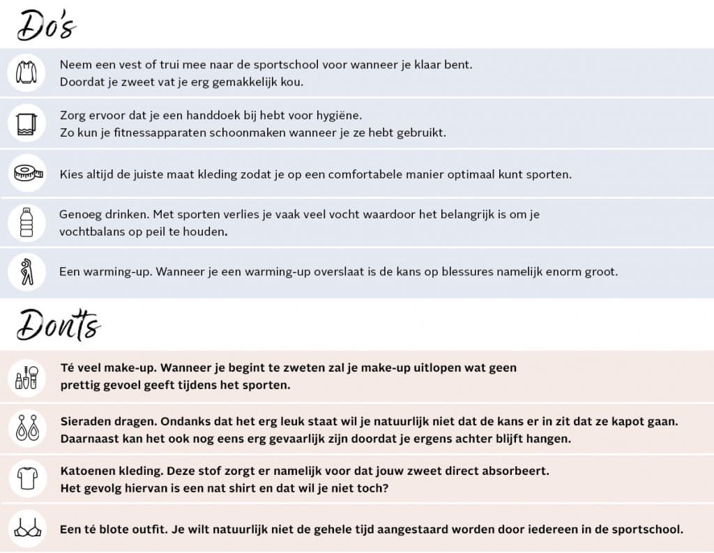 Do's en don'ts voor een outfit naar de sportschool
