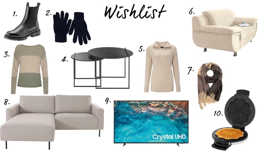 Een collage van algemene wishlist producten tijdens Black Friday
