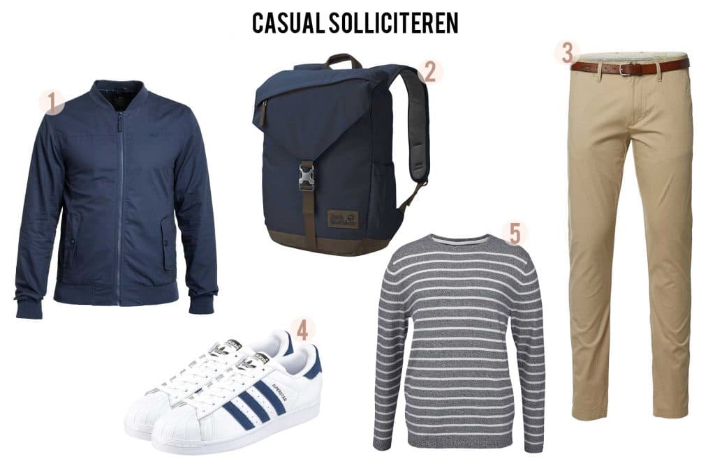 Voorbeeld geschikte outfit voor een casual sollicitatie heren