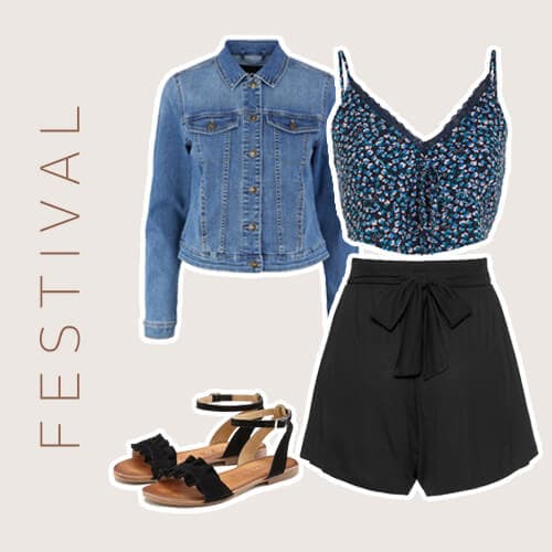 Alle onderdelen voor een festival outfit met een spijkerjasje