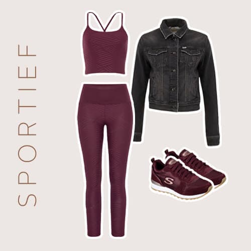 Alle onderdelen voor een sportieve outfit met een spijkerjasje