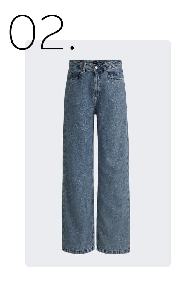 high waist jeans met strass