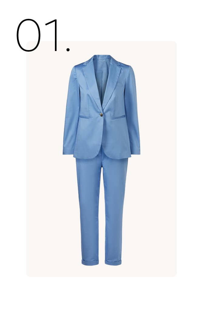 Blauwe blazer en pantalon