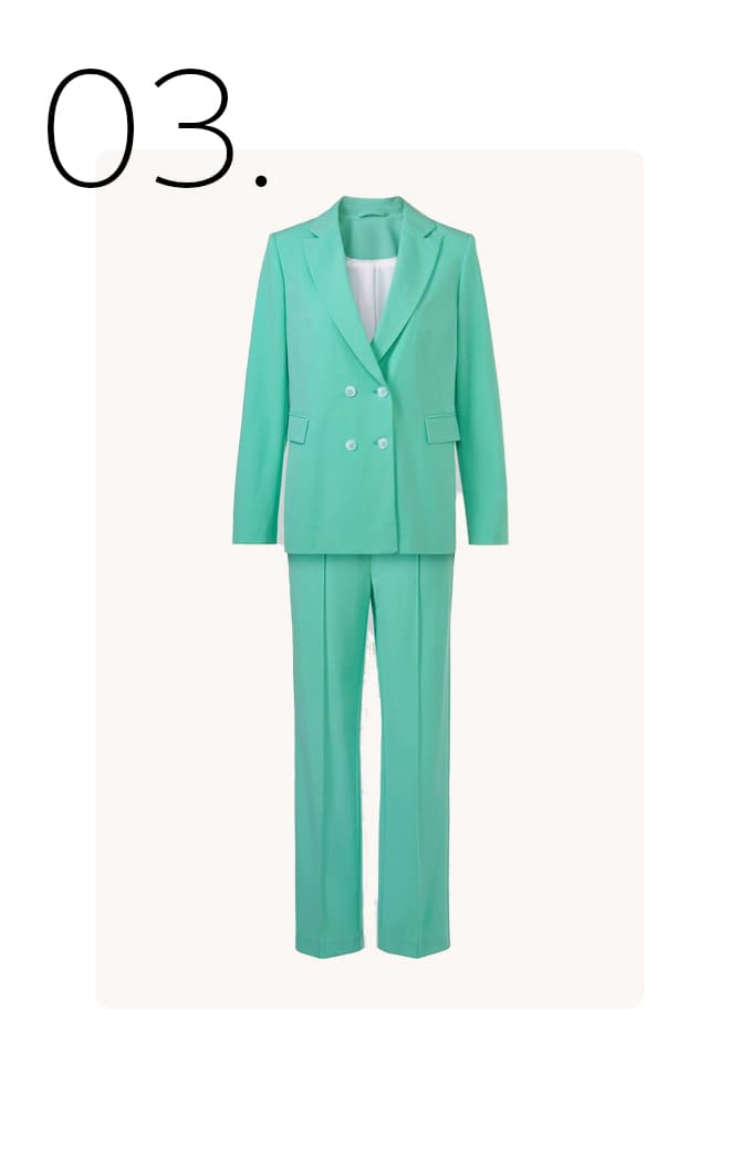 turquoise blazer en pantalon