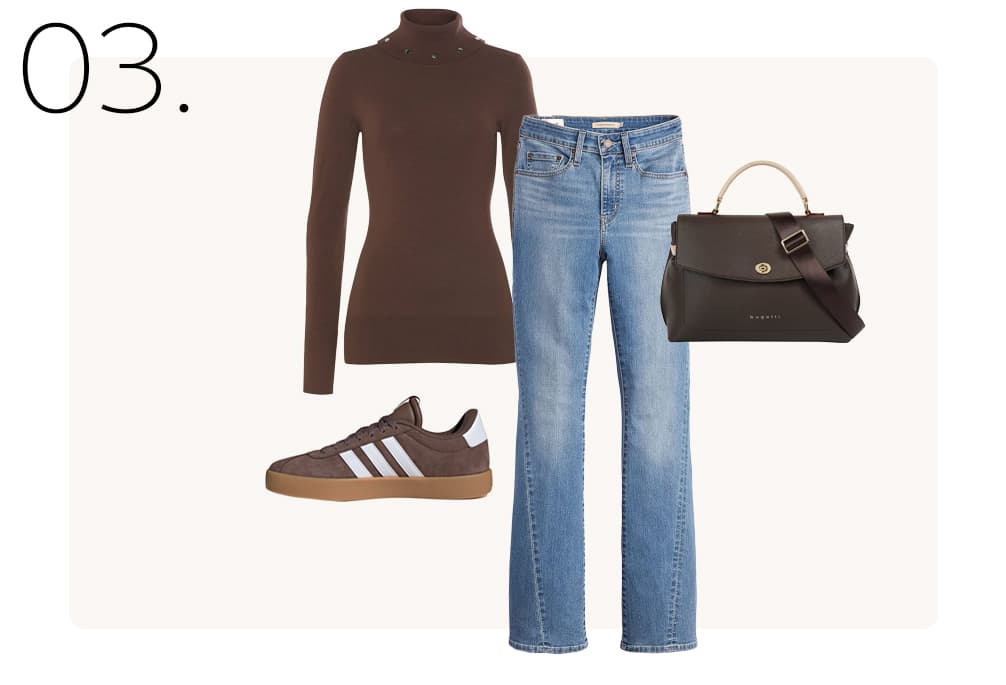 Outfitinspiratie met bruine sneakers 3