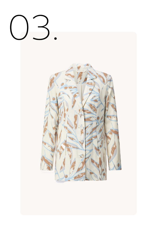Witte blazer met print van blaadjes