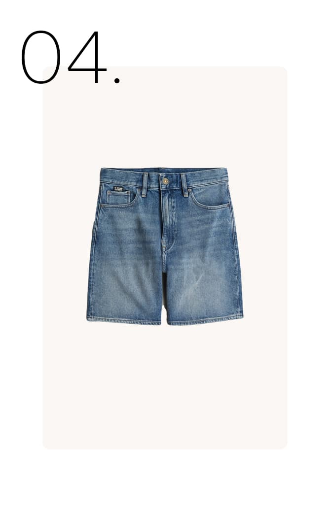 High-waist jeansbermuda