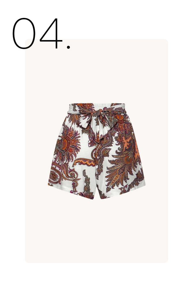 Paisley print strandshort met striklint