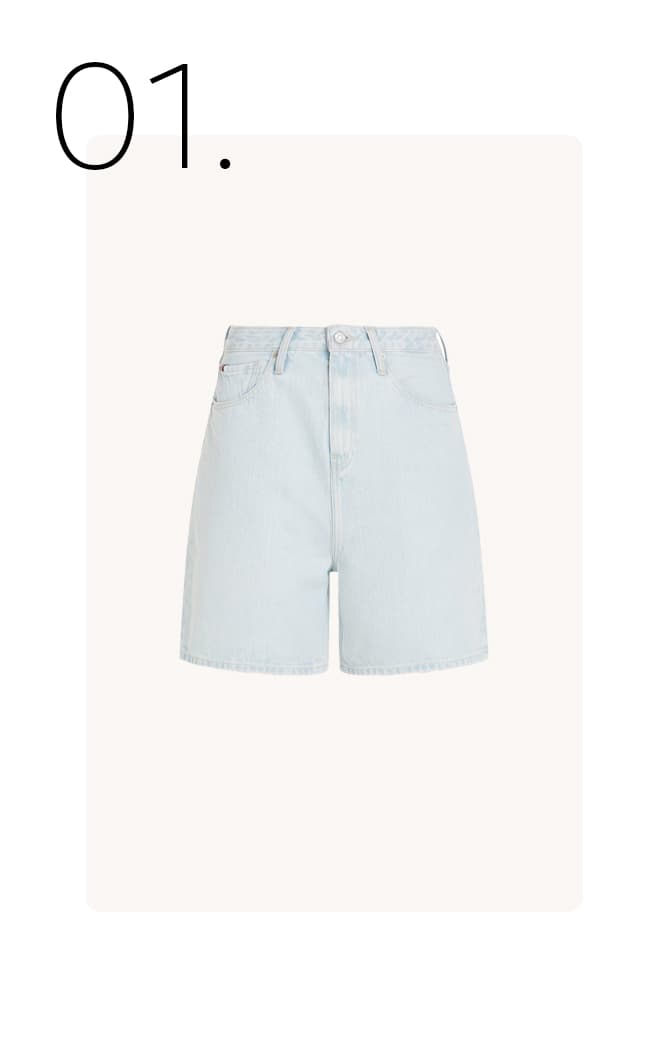 Straight denim high-waist short
