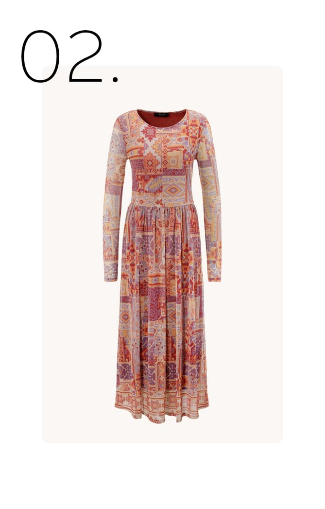 Midi-jurk met etnische print