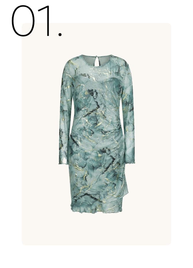 Gedessineerde mesh-jurk