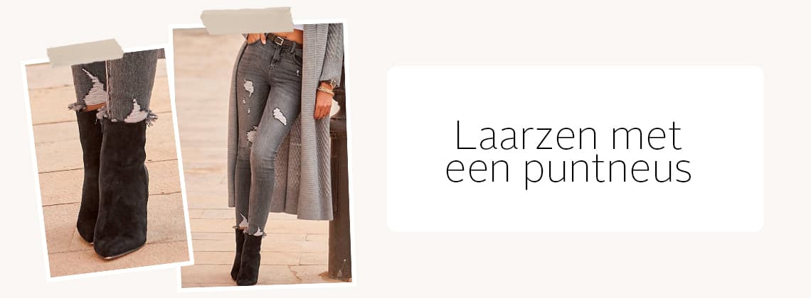 Laarzen met een puntneus – Vrouw in gescheurde jeans en lange grijze jas draagt zwarte laarzen